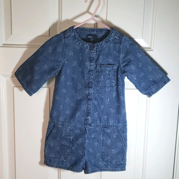 Baby Gap Jean Floral Print Romper Size 4T - Picture 1 of 14